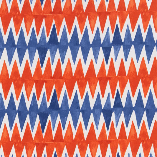 D2758 Abstract & Geometric Fiesta Blue,Orange & Rust Charlotte Fabrics
