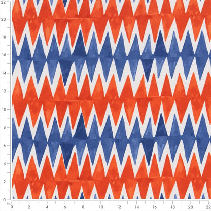 D2758 Abstract & Geometric Fiesta Blue,Orange & Rust Charlotte Fabrics
