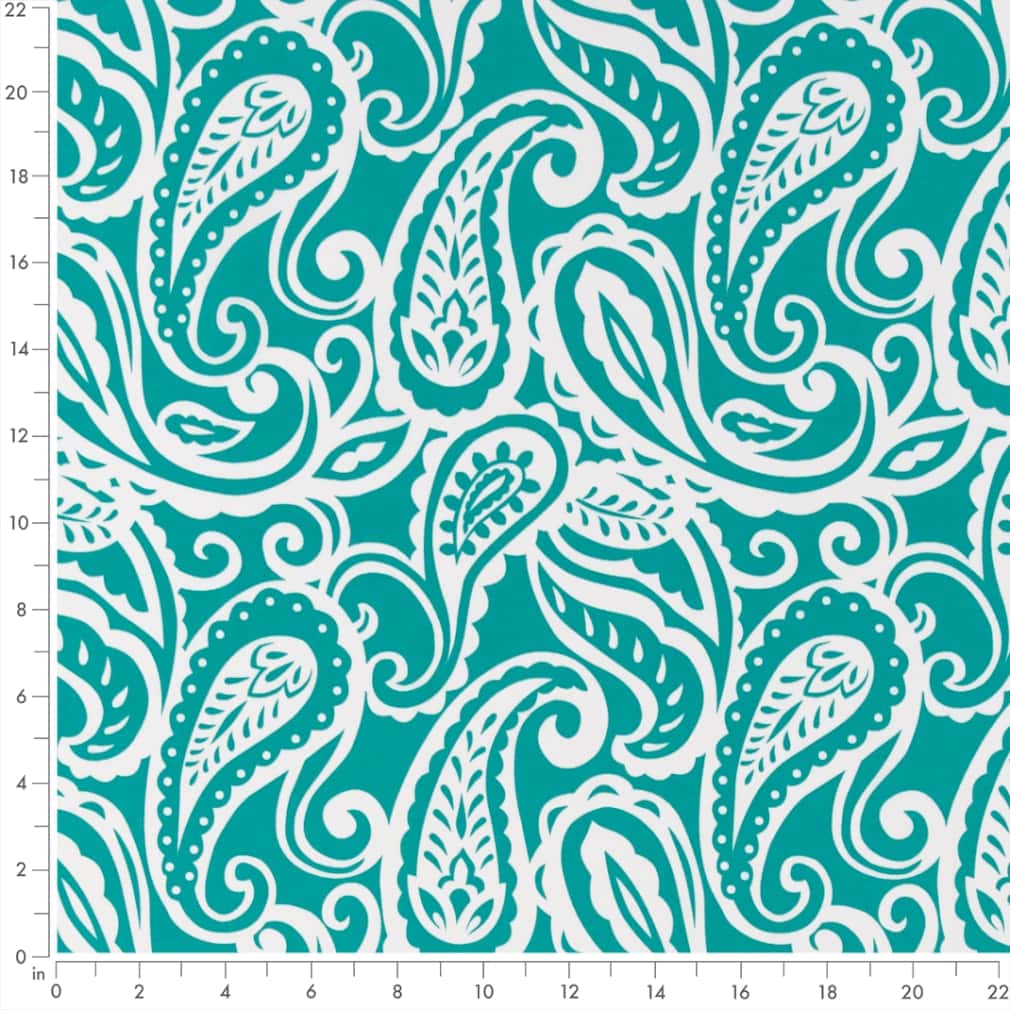 D2760 Paisley Caribbean Aqua & Teal Charlotte Fabrics