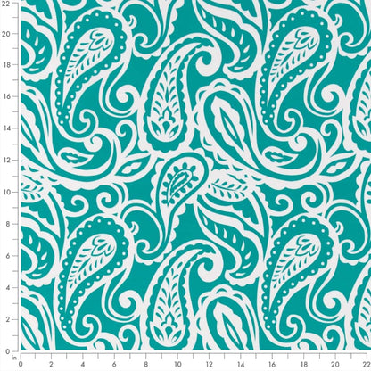 D2760 Paisley Caribbean Aqua & Teal Charlotte Fabrics