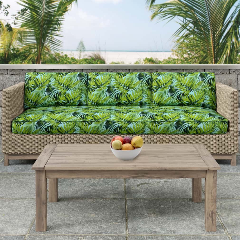 D2765 Leaves,Tropical & Botanical Palm Aqua & Teal,Green Charlotte Fabrics