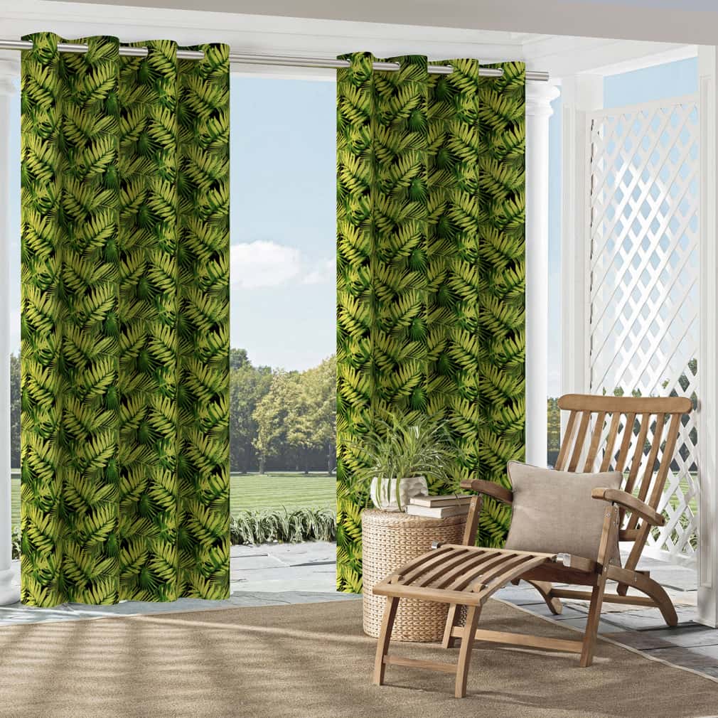 D2766 Leaves,Tropical & Botanical Noir Black,Green Charlotte Fabrics