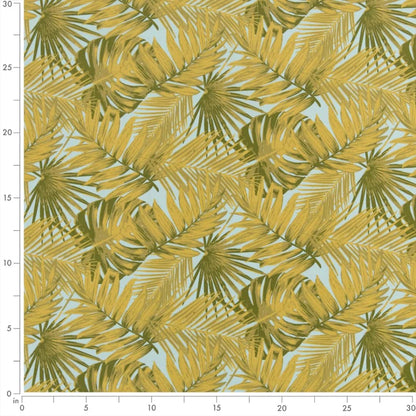 D2767 Leaves,Tropical & Botanical Aqua Aqua & Teal,Green Charlotte Fabrics