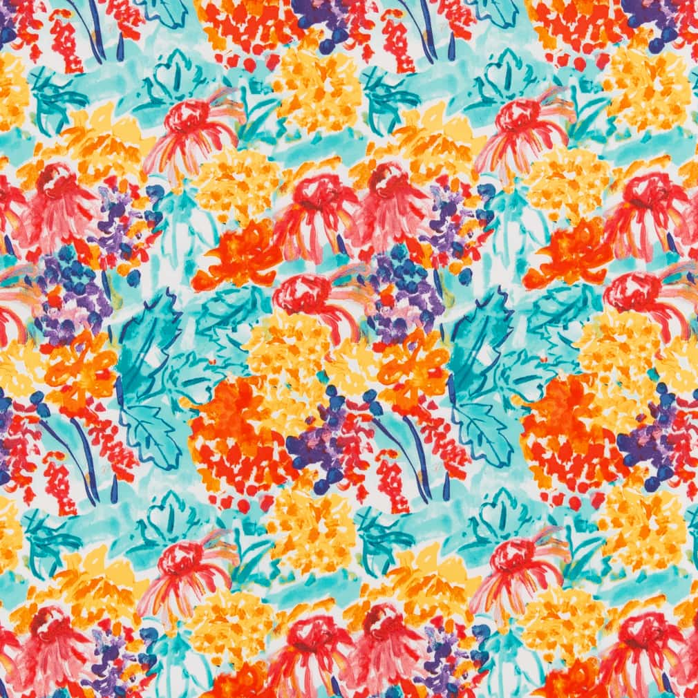 D2768 Floral Summer Aqua & Teal,Orange & Rust,Red & Burgundy Charlotte Fabrics