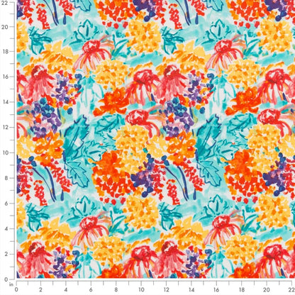 D2768 Floral Summer Aqua & Teal,Orange & Rust,Red & Burgundy Charlotte Fabrics