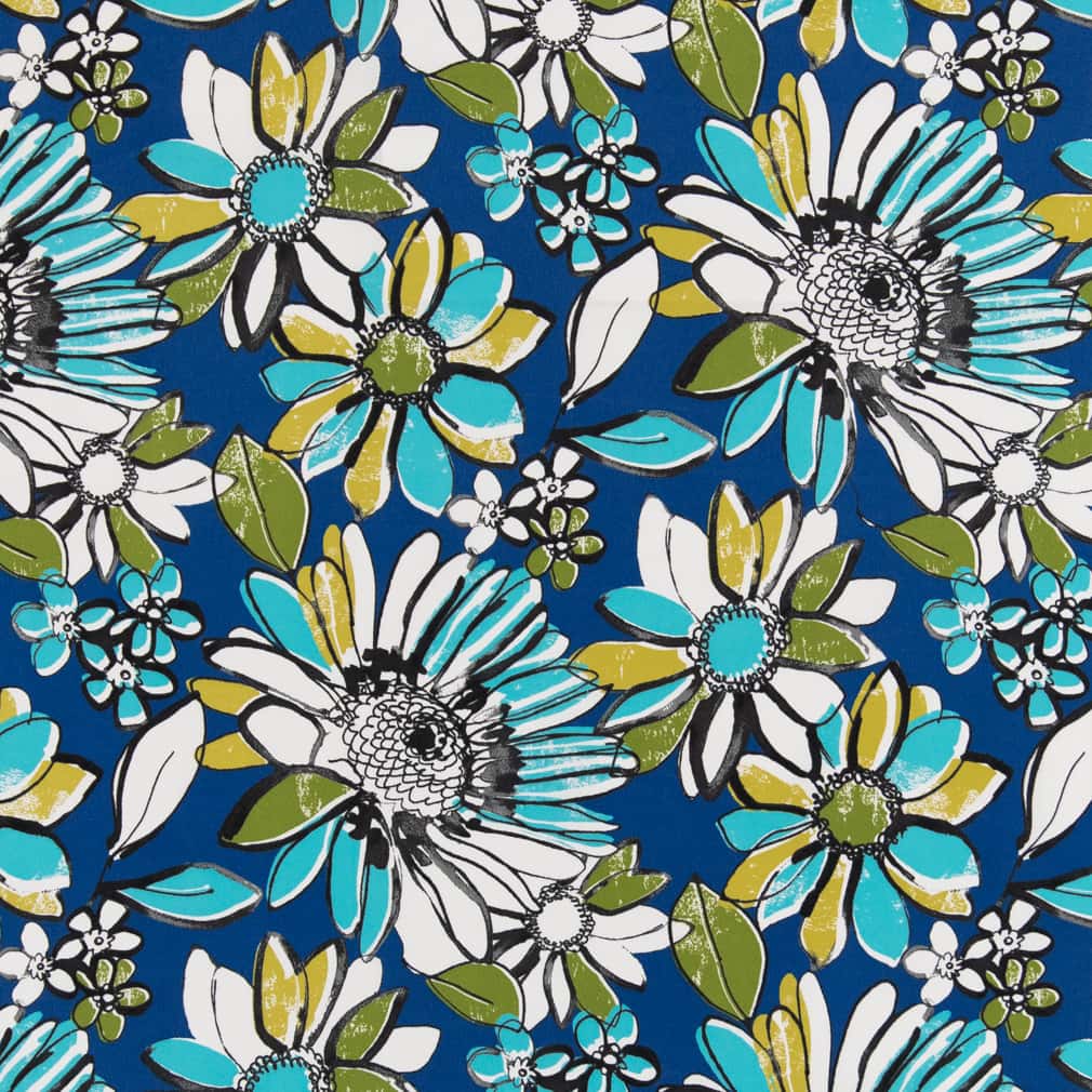 D2771 Floral Lapis Blue Charlotte Fabrics