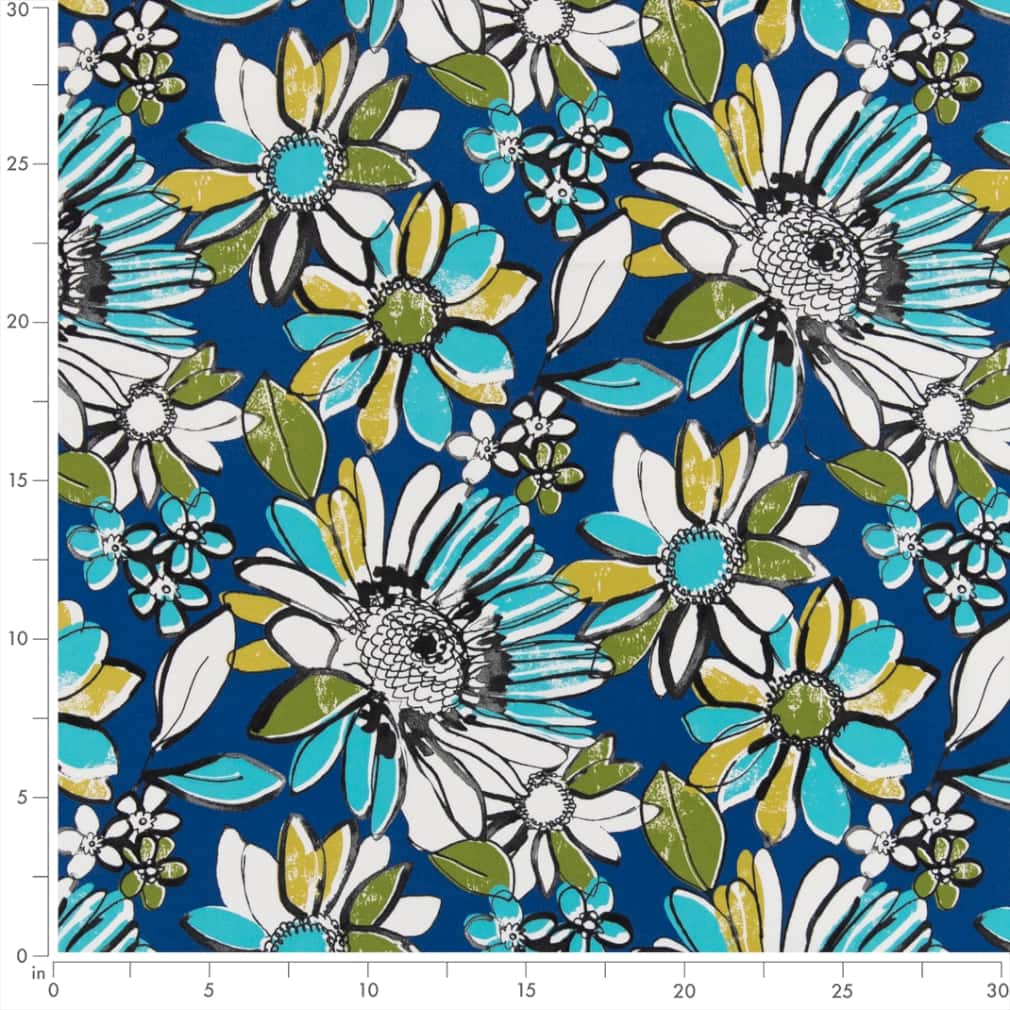 D2771 Floral Lapis Blue Charlotte Fabrics