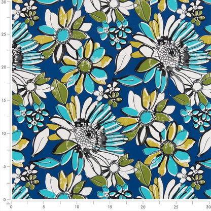 D2771 Floral Lapis Blue Charlotte Fabrics
