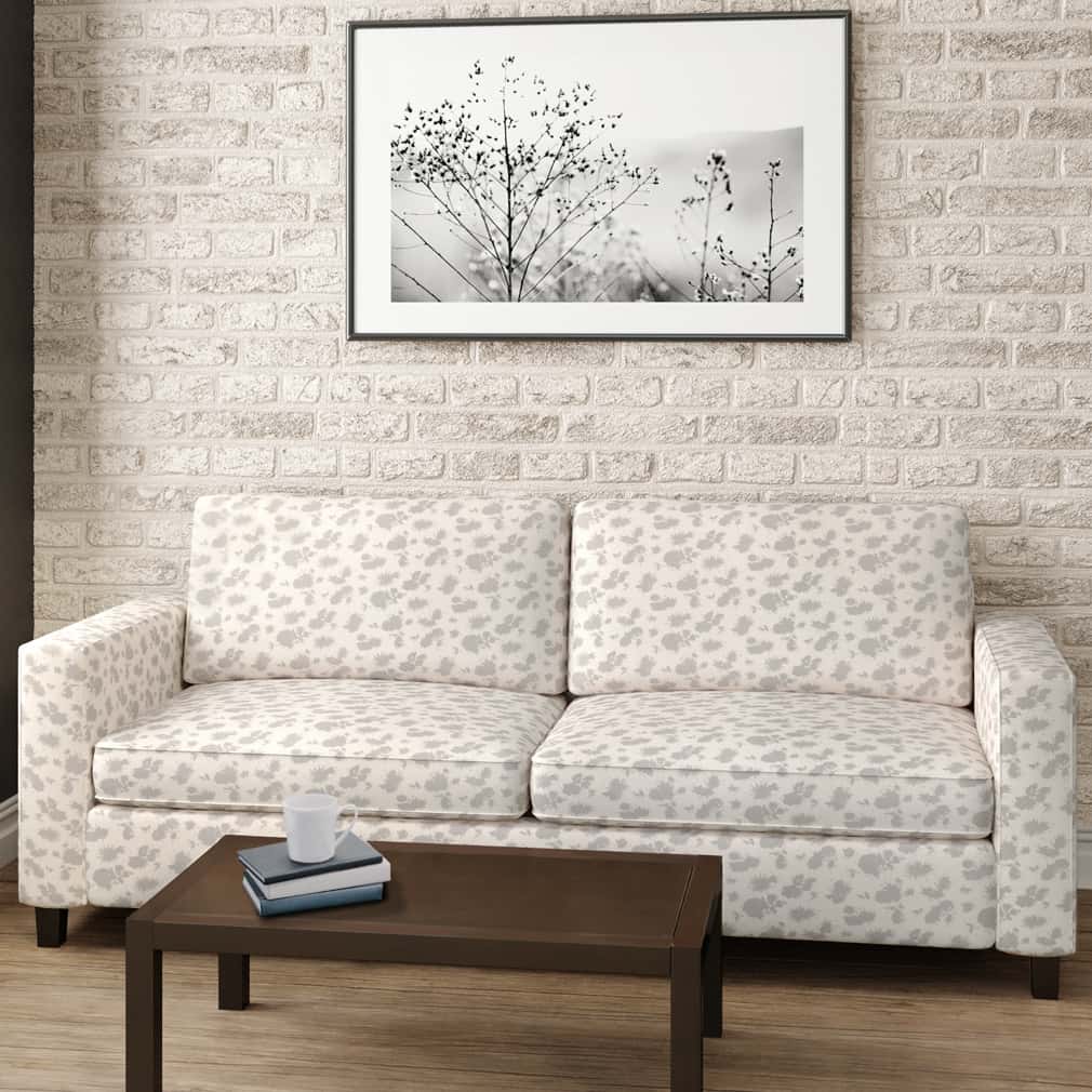 D2903 Floral Pebble Grey & Silver Charlotte Fabrics