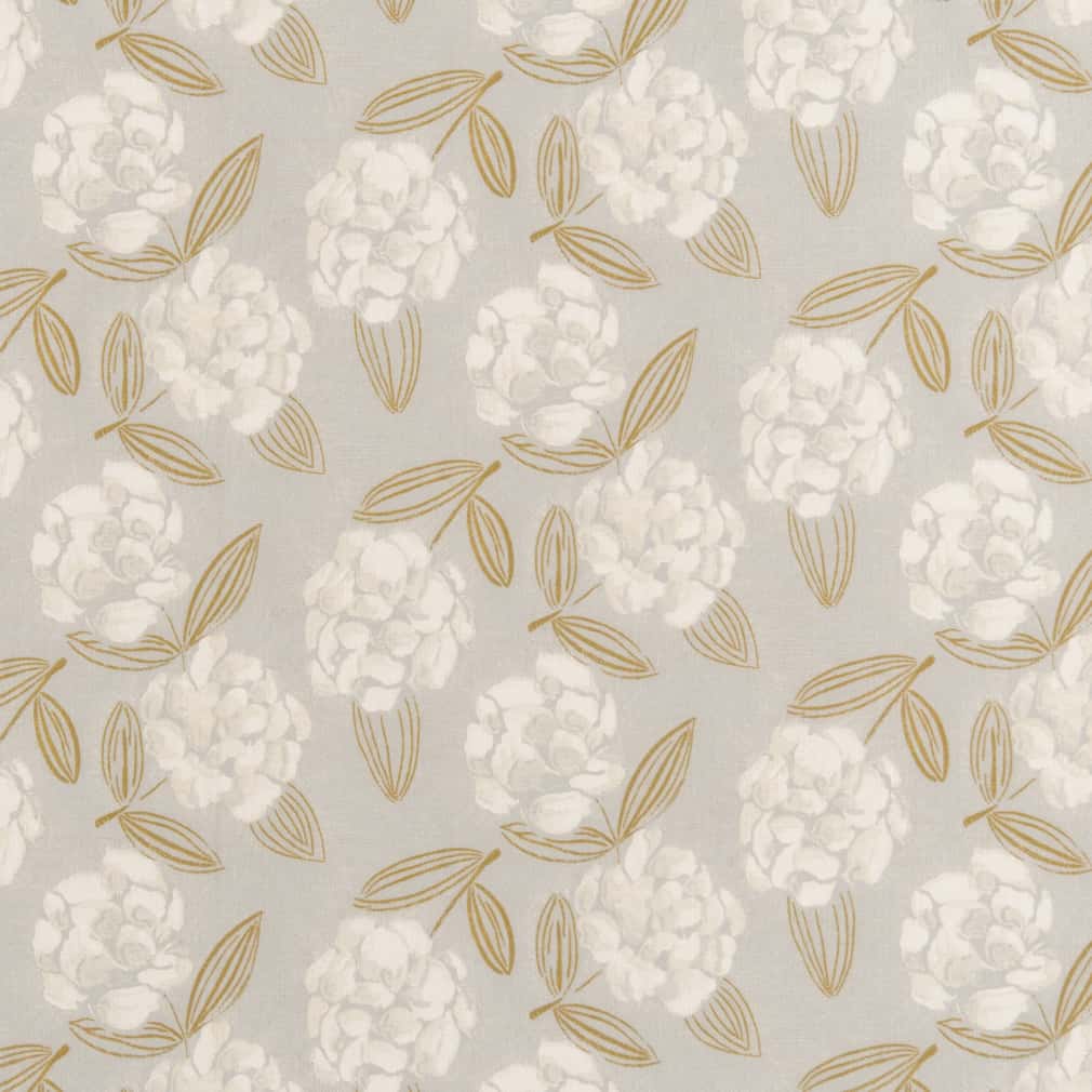 D2907 Floral Magnolia Gold & Yellow,Grey & Silver Charlotte Fabrics