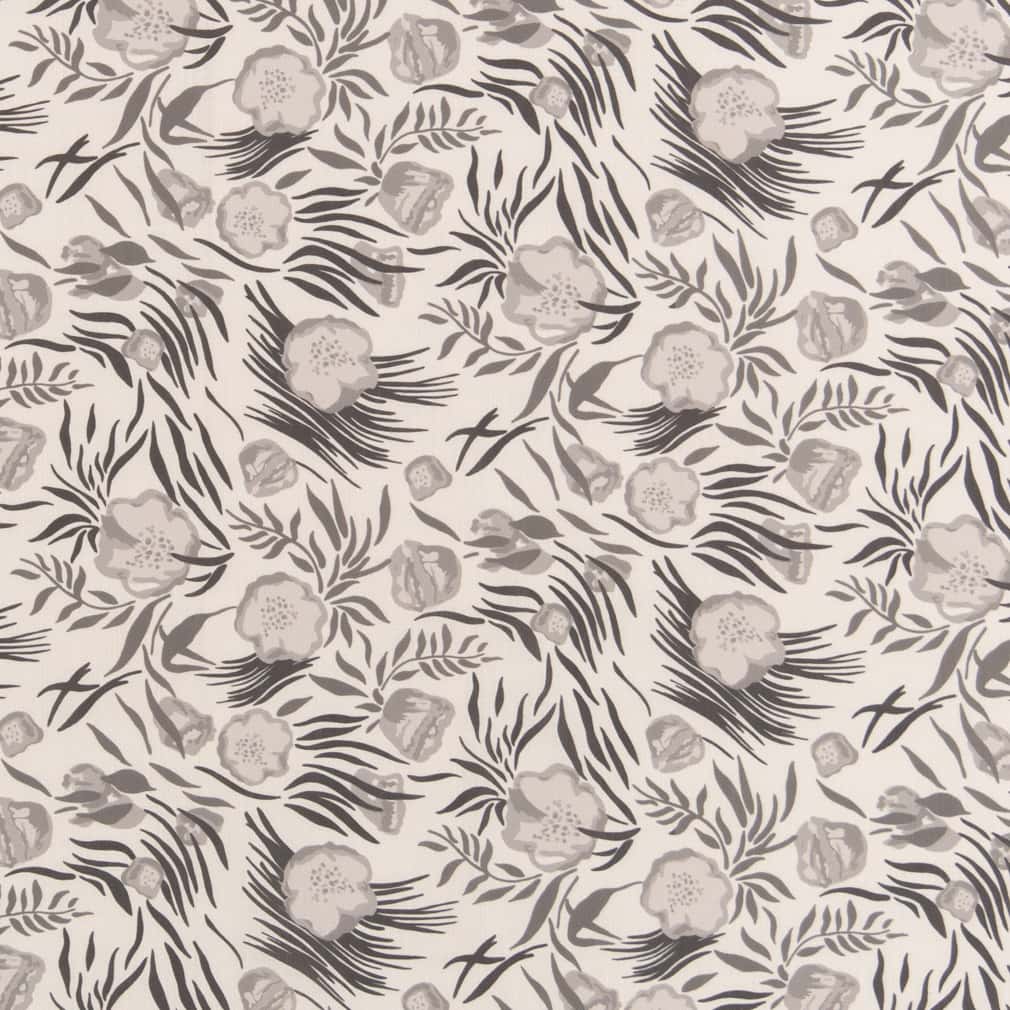 D2909 Floral Graphite Grey & Silver Charlotte Fabrics