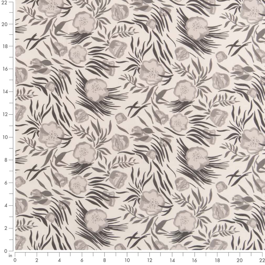 D2909 Floral Graphite Grey & Silver Charlotte Fabrics