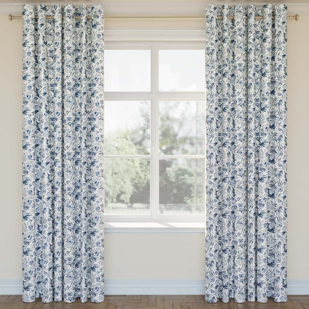 D2910 Floral Midnight Blue Charlotte Fabrics