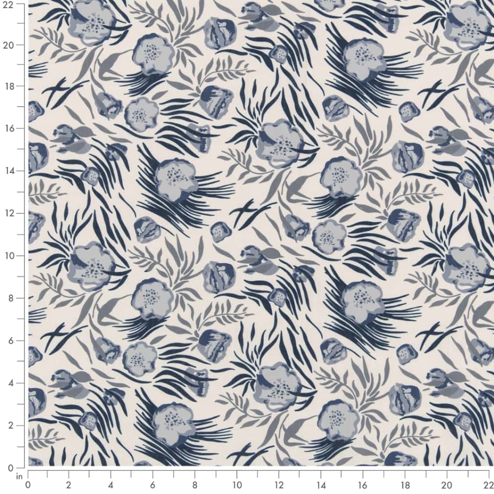 D2910 Floral Midnight Blue Charlotte Fabrics