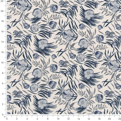 D2910 Floral Midnight Blue Charlotte Fabrics