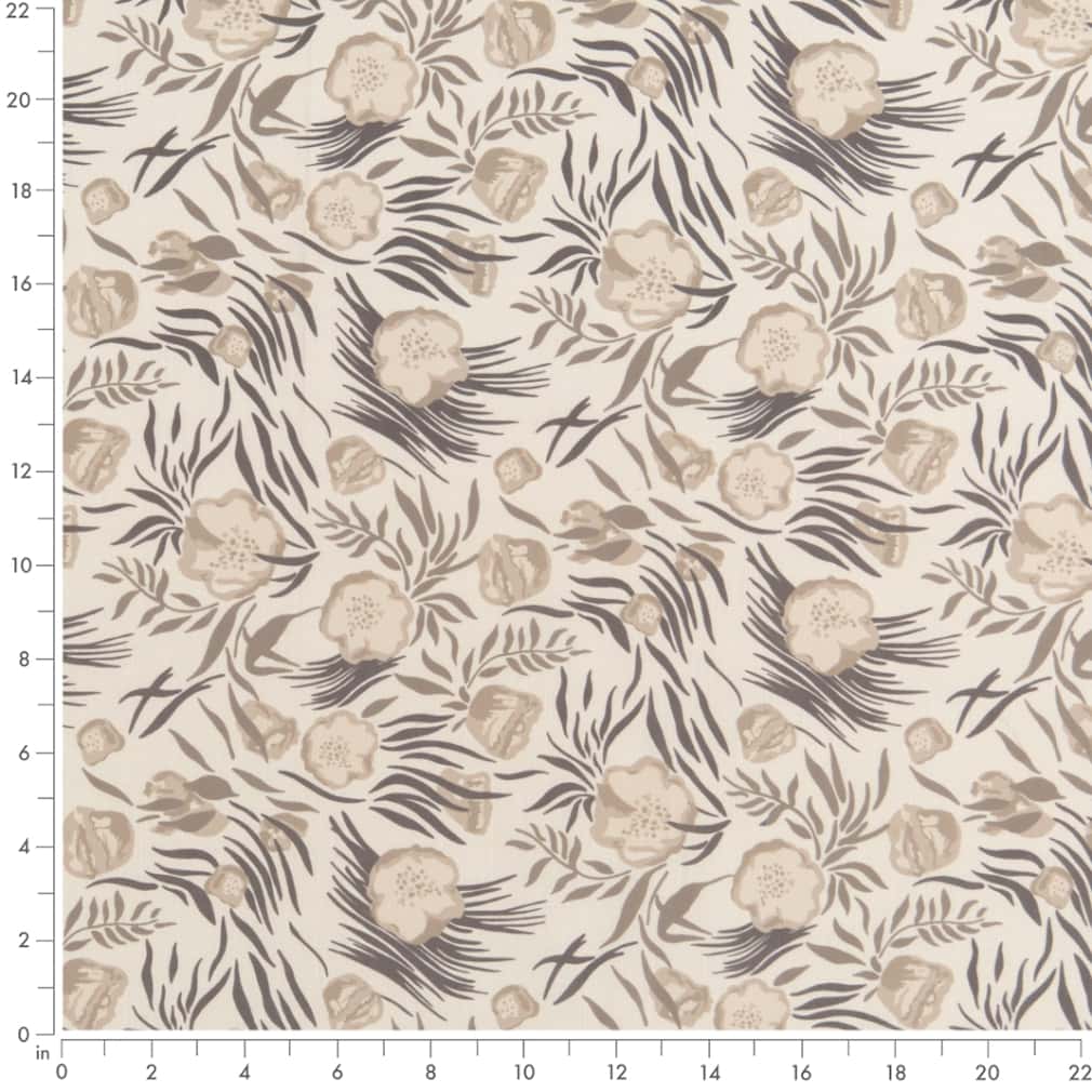 D2911 Floral Dune Beige & Taupe,Grey & Silver Charlotte Fabrics