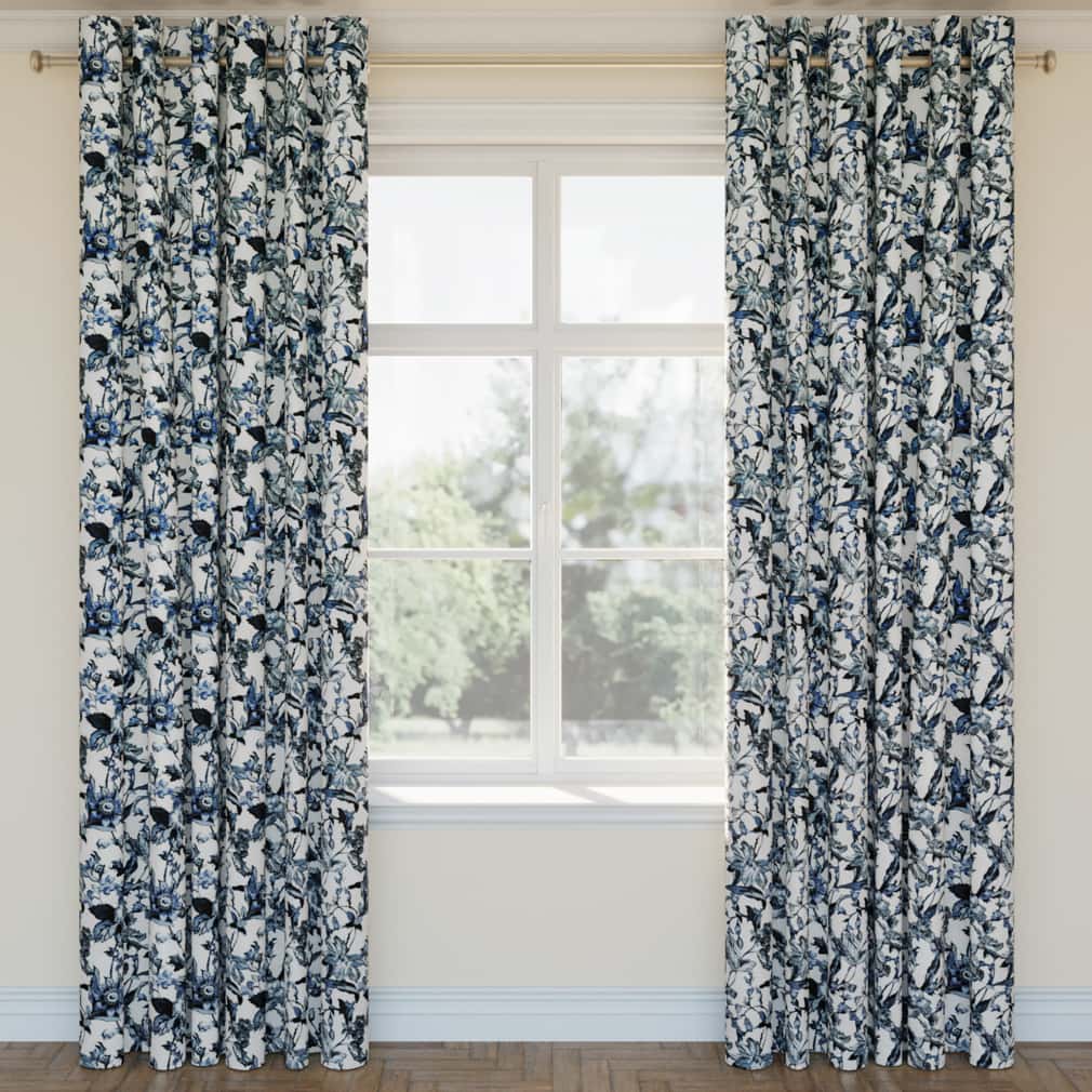D2912 Floral Sapphire Blue Charlotte Fabrics