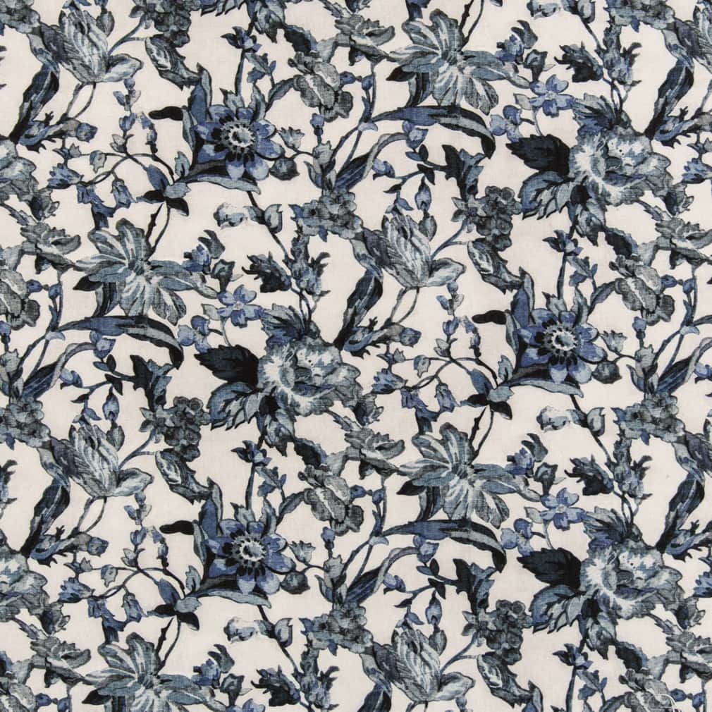 D2912 Floral Sapphire Blue Charlotte Fabrics