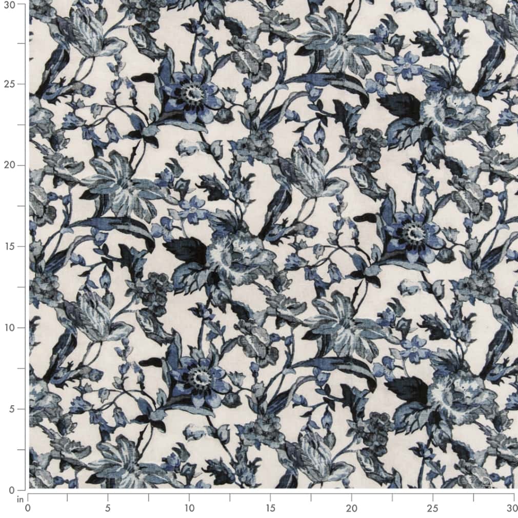 D2912 Floral Sapphire Blue Charlotte Fabrics