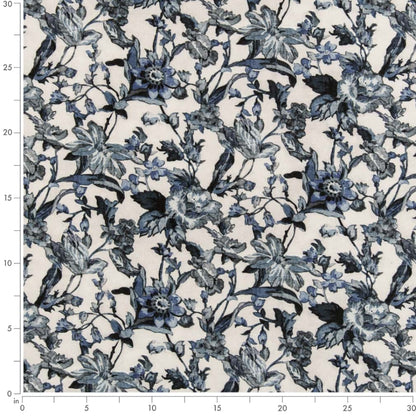 D2912 Floral Sapphire Blue Charlotte Fabrics