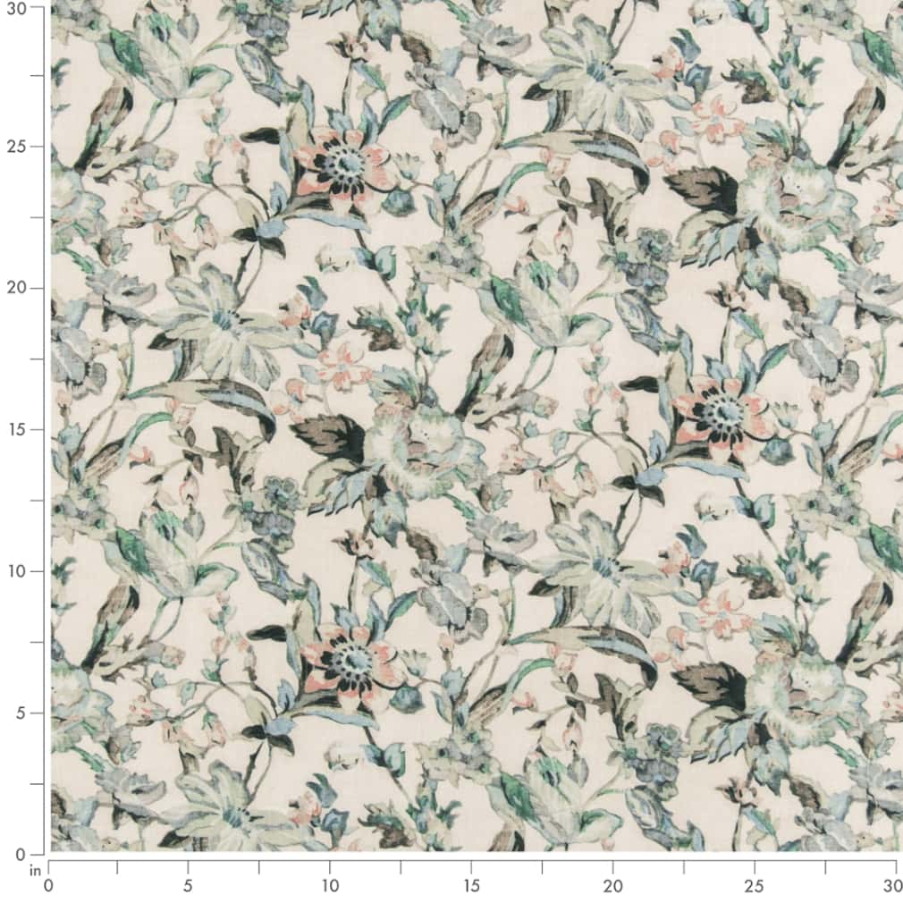 D2913 Abstract & Geometric,Floral Seacrest Aqua & Teal Charlotte Fabrics