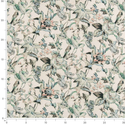 D2913 Abstract & Geometric,Floral Seacrest Aqua & Teal Charlotte Fabrics