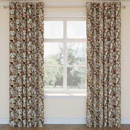 D2914 Floral Smoke Brown,Grey & Silver,Orange & Rust Charlotte Fabrics