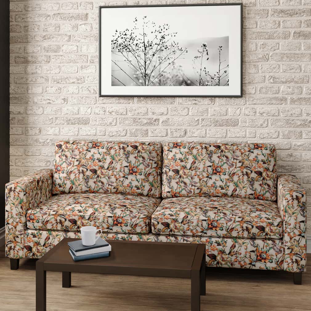 D2914 Floral Smoke Brown,Grey & Silver,Orange & Rust Charlotte Fabrics