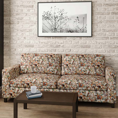 D2914 Floral Smoke Brown,Grey & Silver,Orange & Rust Charlotte Fabrics