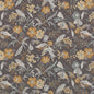 D2915 Floral Charcoal Gold & Yellow,Grey & Silver Charlotte Fabrics
