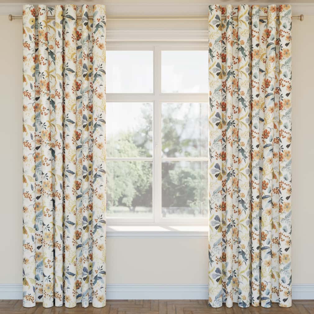 D2916 Floral Aqua Aqua & Teal,Orange & Rust Charlotte Fabrics