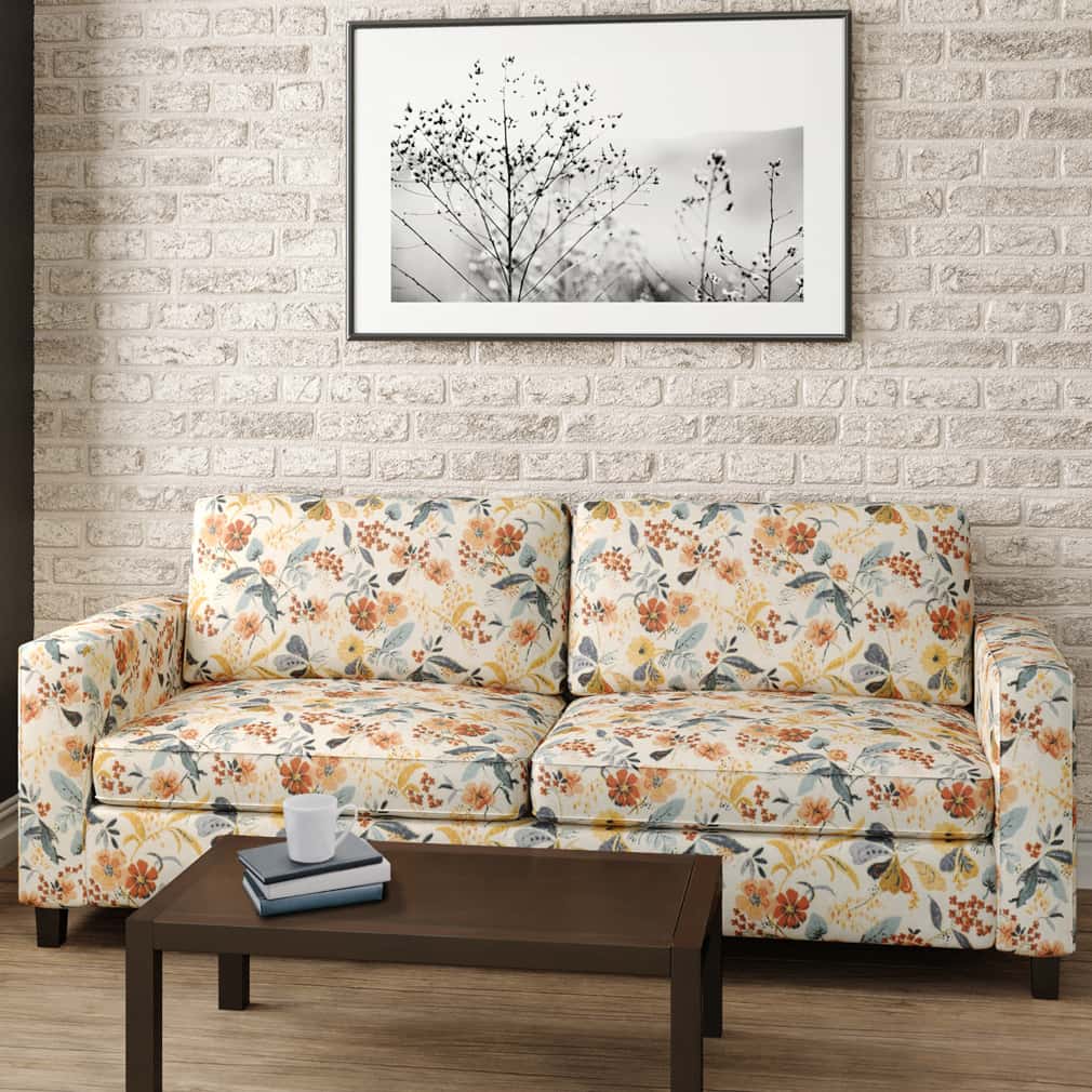 D2916 Floral Aqua Aqua & Teal,Orange & Rust Charlotte Fabrics