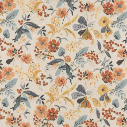 D2916 Floral Aqua Aqua & Teal,Orange & Rust Charlotte Fabrics