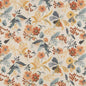 D2916 Floral Aqua Aqua & Teal,Orange & Rust Charlotte Fabrics