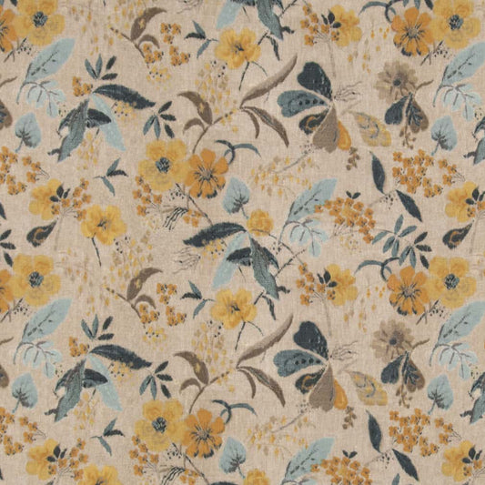 D2917 Floral Peacock Aqua & Teal,Gold & Yellow Charlotte Fabrics