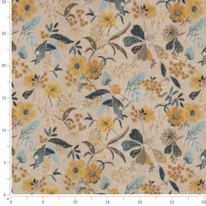 D2917 Floral Peacock Aqua & Teal,Gold & Yellow Charlotte Fabrics