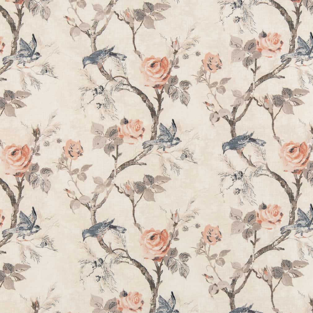 D2918 Floral Peach Coral & Peach,Pink Charlotte Fabrics