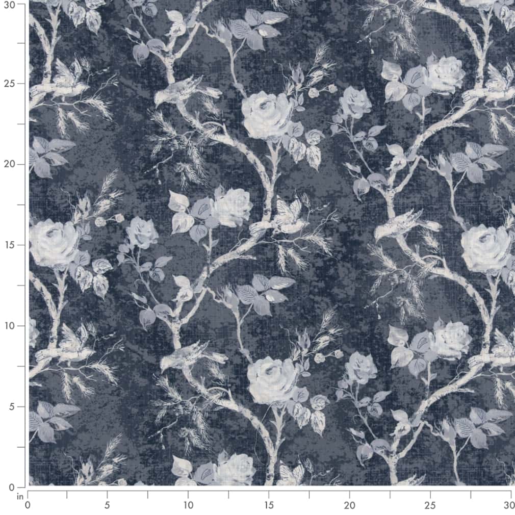 D2919 Floral Bluebird Blue Charlotte Fabrics