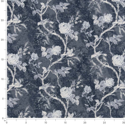 D2919 Floral Bluebird Blue Charlotte Fabrics