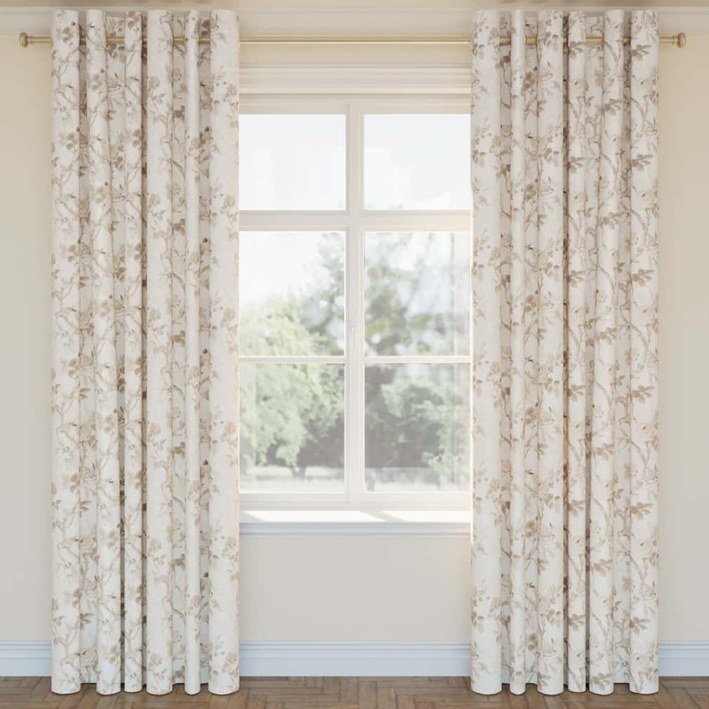 D2920 Floral Papyrus Beige & Taupe Charlotte Fabrics