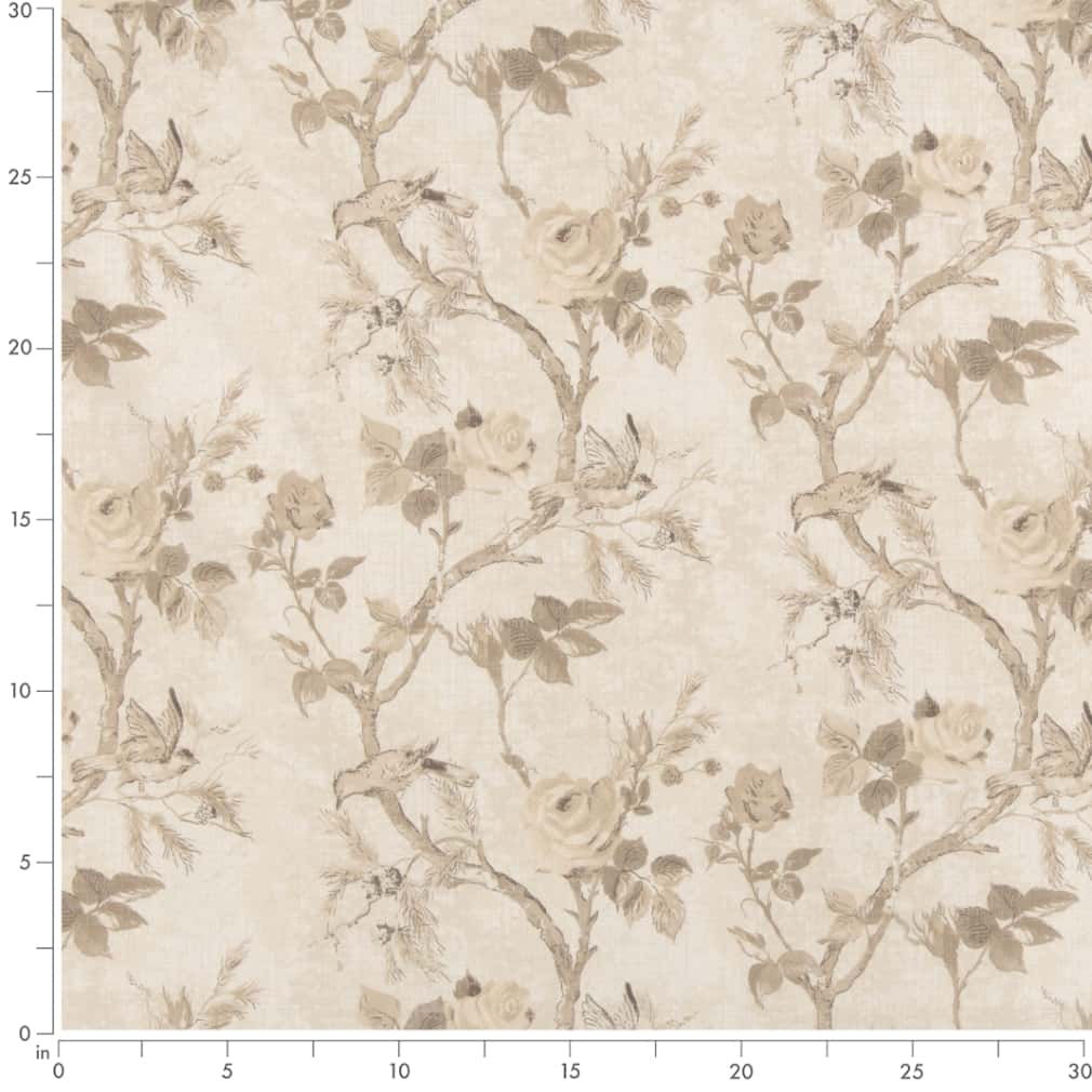 D2920 Floral Papyrus Beige & Taupe Charlotte Fabrics