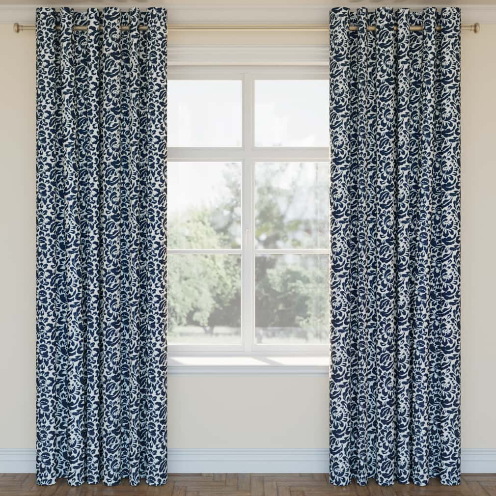 D2926 Floral Navy Blue Charlotte Fabrics