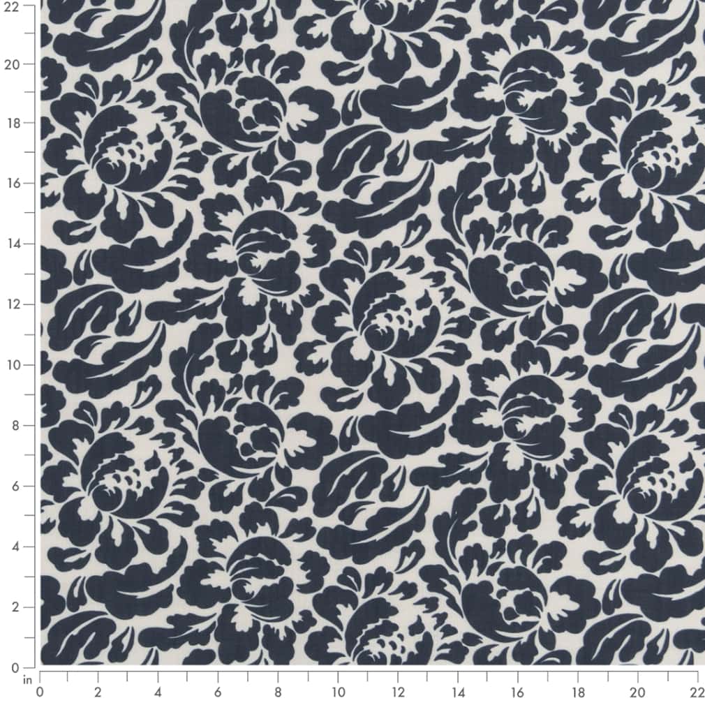 D2926 Floral Navy Blue Charlotte Fabrics