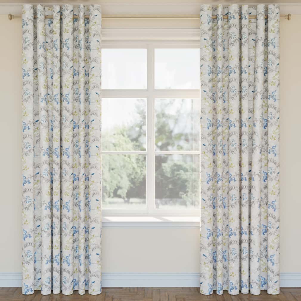 D2934 Floral Daffodil Blue,Gold & Yellow Charlotte Fabrics