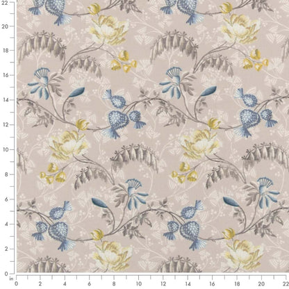 D2934 Floral Daffodil Blue,Gold & Yellow Charlotte Fabrics