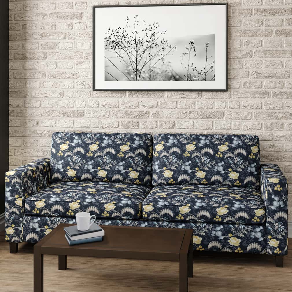 D2935 Floral Indigo Blue Charlotte Fabrics