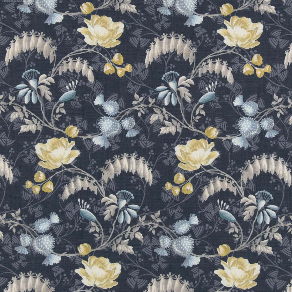 D2935 Floral Indigo Blue Charlotte Fabrics