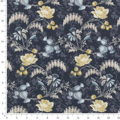 D2935 Floral Indigo Blue Charlotte Fabrics
