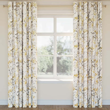 D2945 Abstract & Geometric,Leaves Tuscan Sun Black,Gold & Yellow,Grey & Silver Charlotte Fabrics