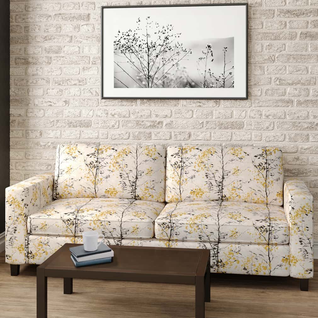 D2945 Abstract & Geometric,Leaves Tuscan Sun Black,Gold & Yellow,Grey & Silver Charlotte Fabrics